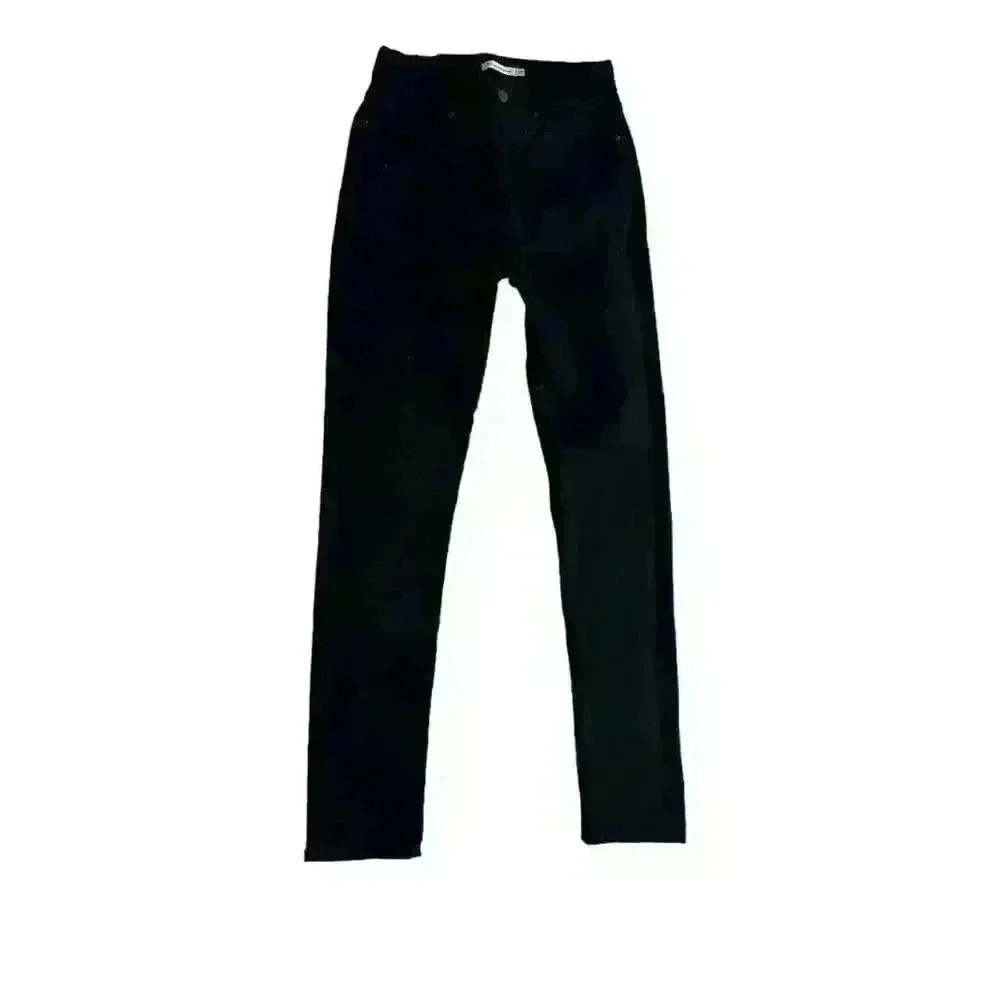 Women's Levi Strauss Black Denim Jeans Size 27 High Rise Skinny Stretchy EUC